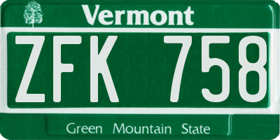 VT license plate ZFK758