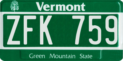VT license plate ZFK759