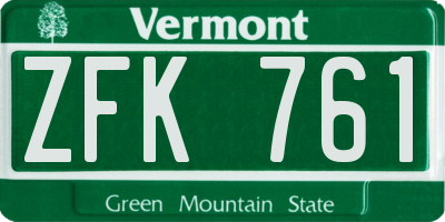 VT license plate ZFK761