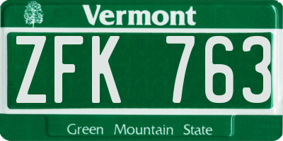 VT license plate ZFK763