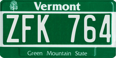 VT license plate ZFK764