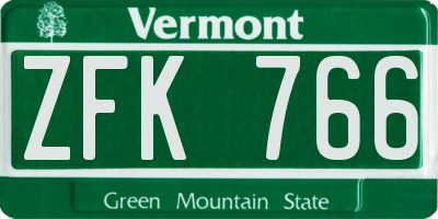 VT license plate ZFK766