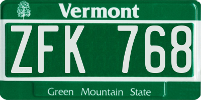 VT license plate ZFK768