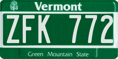 VT license plate ZFK772
