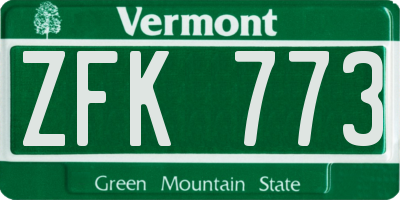 VT license plate ZFK773