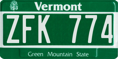 VT license plate ZFK774