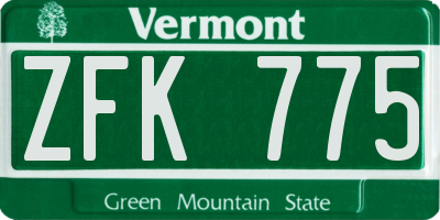 VT license plate ZFK775