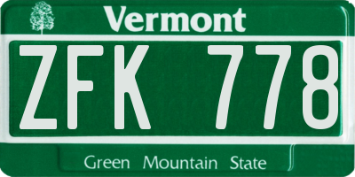 VT license plate ZFK778