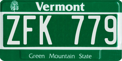VT license plate ZFK779