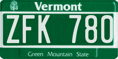 VT license plate ZFK780