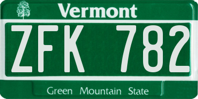 VT license plate ZFK782