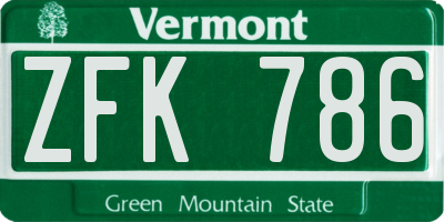 VT license plate ZFK786