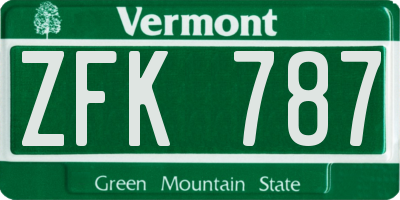 VT license plate ZFK787