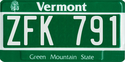 VT license plate ZFK791