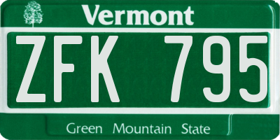 VT license plate ZFK795