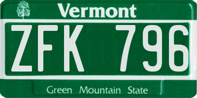 VT license plate ZFK796
