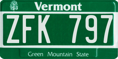 VT license plate ZFK797