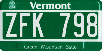 VT license plate ZFK798