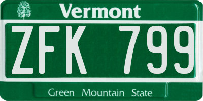 VT license plate ZFK799