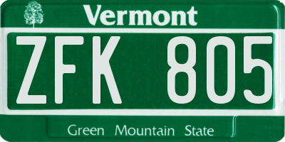 VT license plate ZFK805