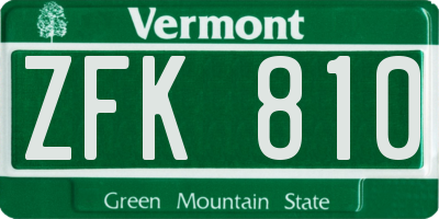 VT license plate ZFK810