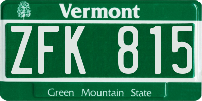 VT license plate ZFK815