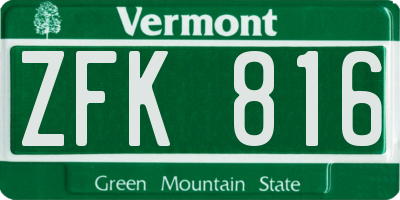 VT license plate ZFK816