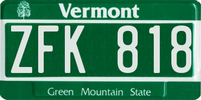 VT license plate ZFK818