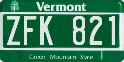 VT license plate ZFK821