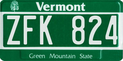 VT license plate ZFK824