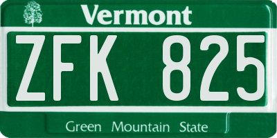 VT license plate ZFK825