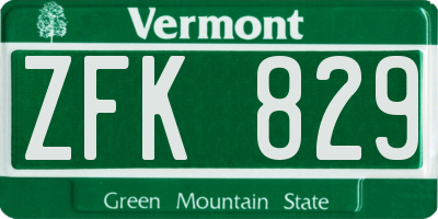 VT license plate ZFK829