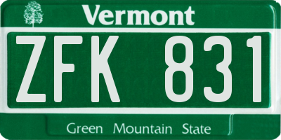 VT license plate ZFK831