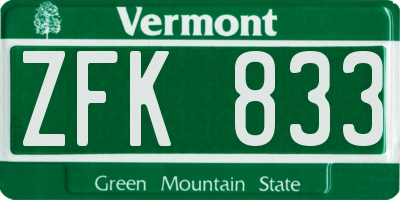 VT license plate ZFK833