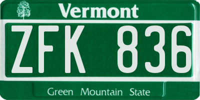 VT license plate ZFK836