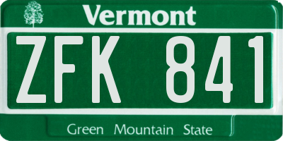 VT license plate ZFK841