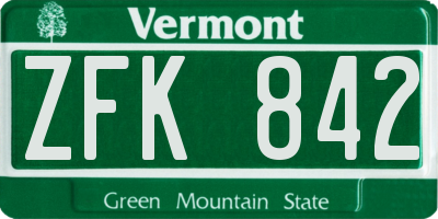 VT license plate ZFK842