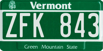 VT license plate ZFK843