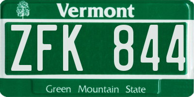 VT license plate ZFK844