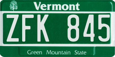 VT license plate ZFK845