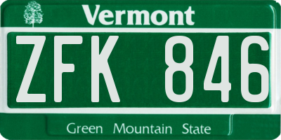 VT license plate ZFK846