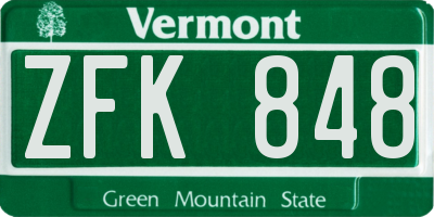 VT license plate ZFK848
