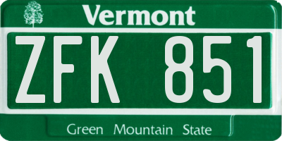 VT license plate ZFK851