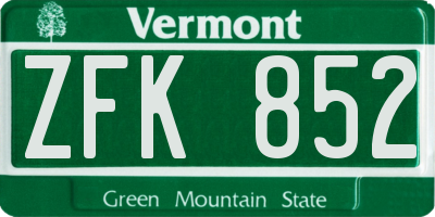 VT license plate ZFK852