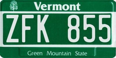 VT license plate ZFK855
