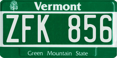 VT license plate ZFK856
