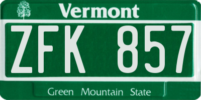 VT license plate ZFK857