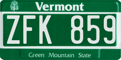 VT license plate ZFK859