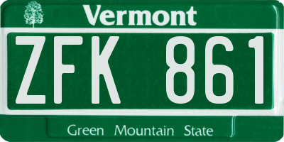 VT license plate ZFK861