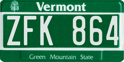 VT license plate ZFK864
